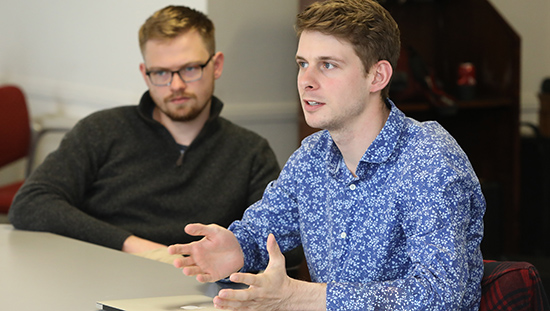 Student speaking during psychiatry classroom discussion